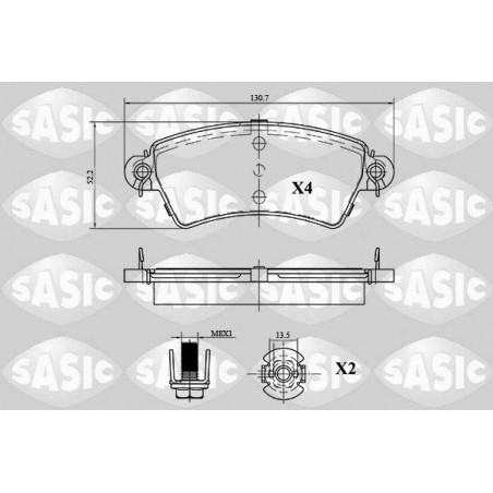 Jeu de quatre plaquettes de frein à disque SASIC