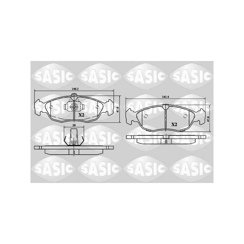 Jeu de quatre plaquettes de frein à disque SASIC