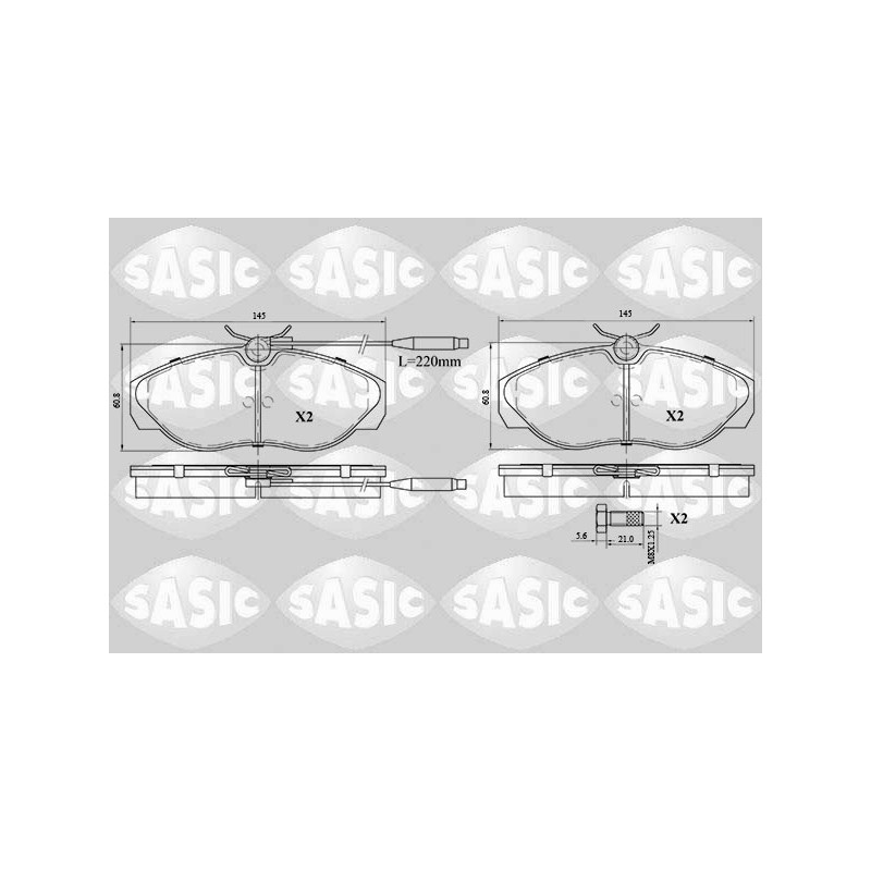 Jeu de quatre plaquettes de frein à disque SASIC