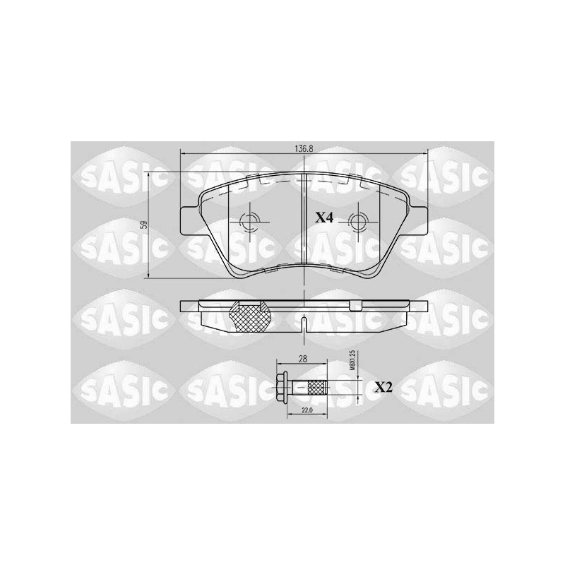 Jeu de quatre plaquettes de frein à disque SASIC