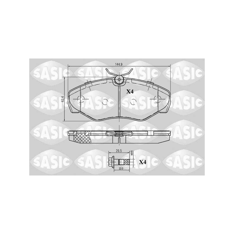 Jeu de quatre plaquettes de frein à disque SASIC