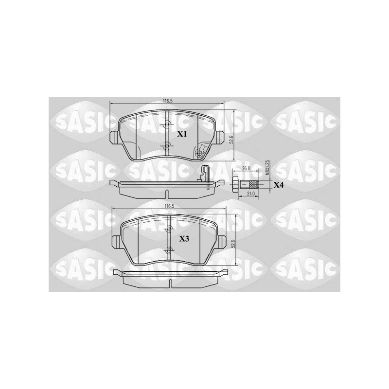 Jeu de quatre plaquettes de frein à disque SASIC