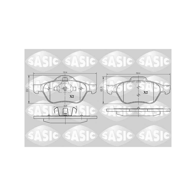 Jeu de quatre plaquettes de frein à disque SASIC