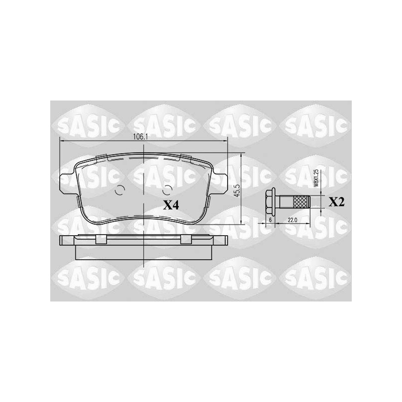 Jeu de quatre plaquettes de frein à disque SASIC
