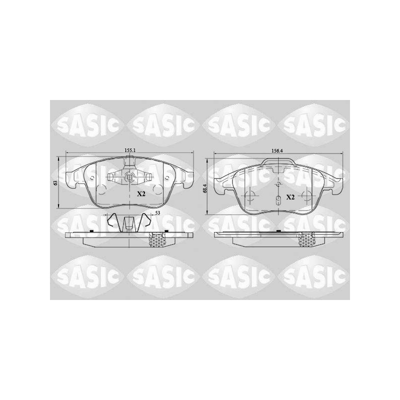 Jeu de quatre plaquettes de frein à disque SASIC