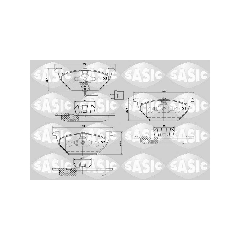 Jeu de quatre plaquettes de frein à disque SASIC