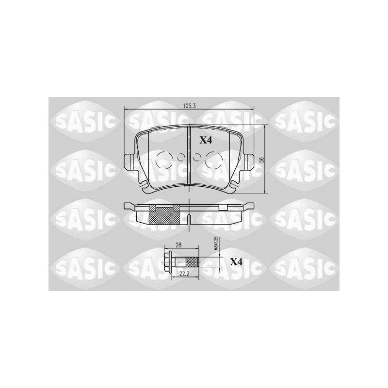 Jeu de quatre plaquettes de frein à disque SASIC