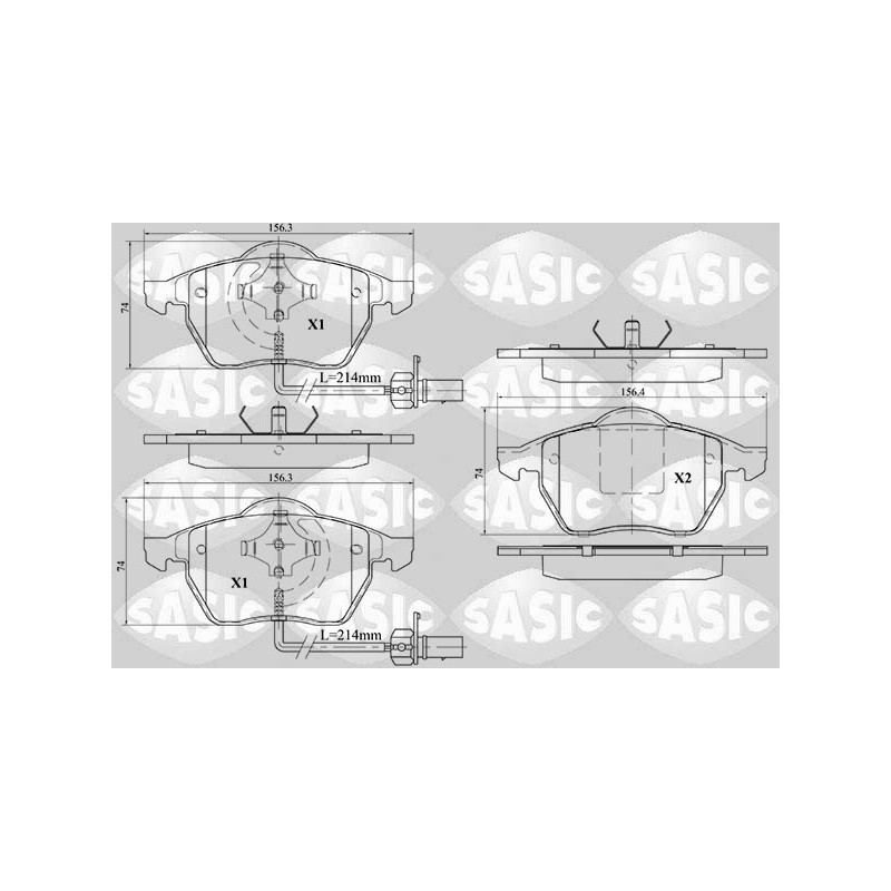 Jeu de quatre plaquettes de frein à disque SASIC