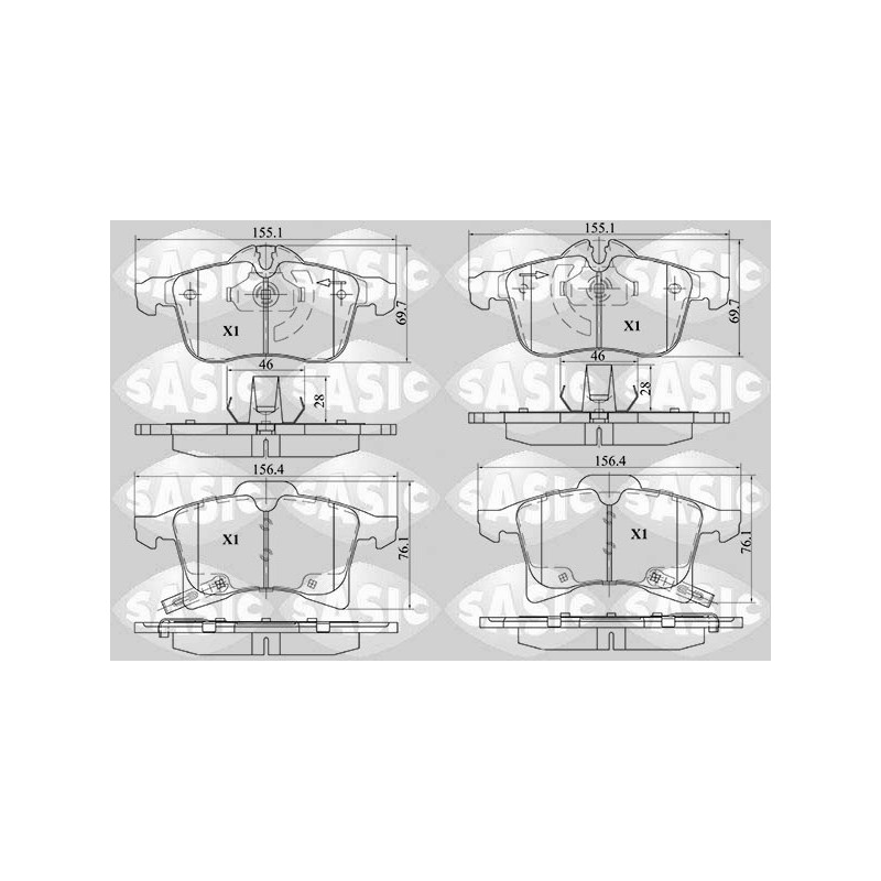 Jeu de quatre plaquettes de frein à disque SASIC