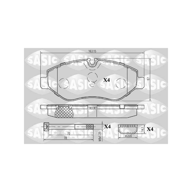 Jeu de quatre plaquettes de frein à disque SASIC