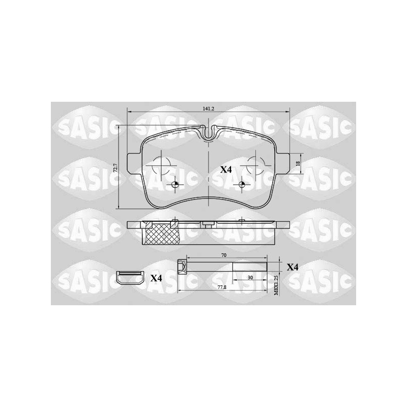 Jeu de quatre plaquettes de frein à disque SASIC