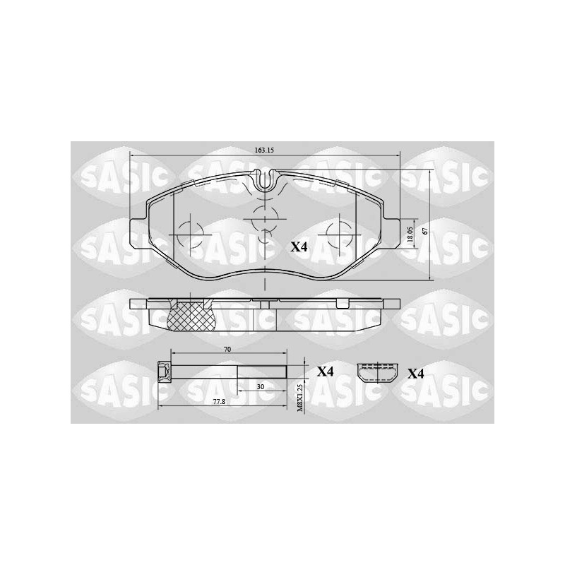 Jeu de quatre plaquettes de frein à disque SASIC