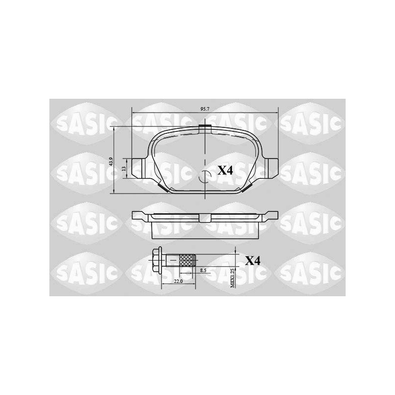 Jeu de quatre plaquettes de frein à disque SASIC