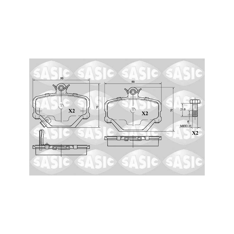 Jeu de quatre plaquettes de frein à disque SASIC