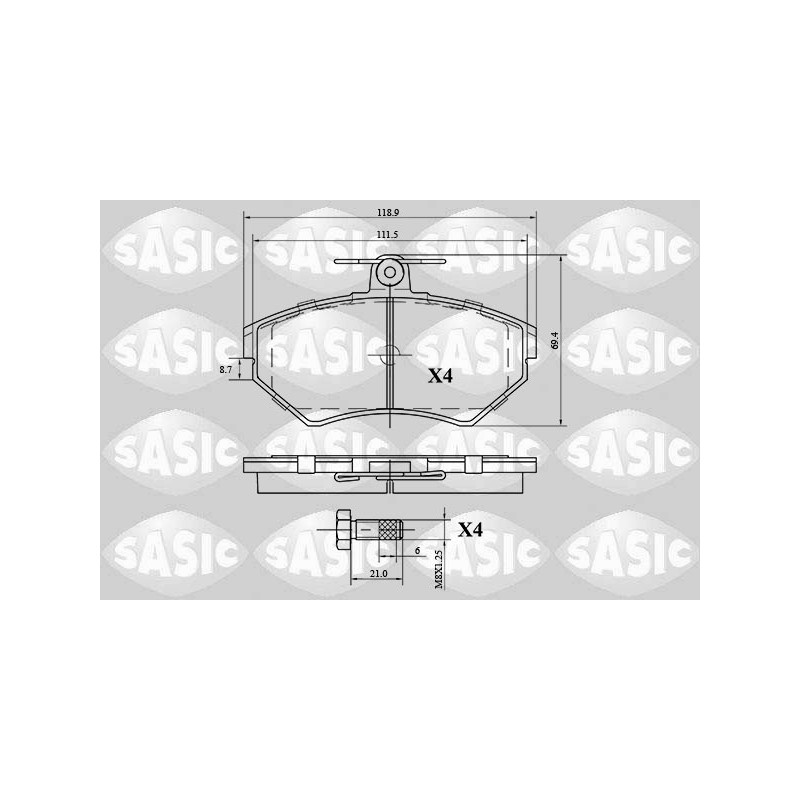 Jeu de quatre plaquettes de frein à disque SASIC