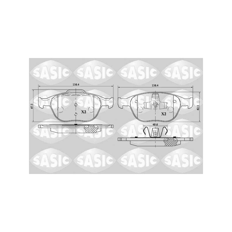 Jeu de quatre plaquettes de frein à disque SASIC