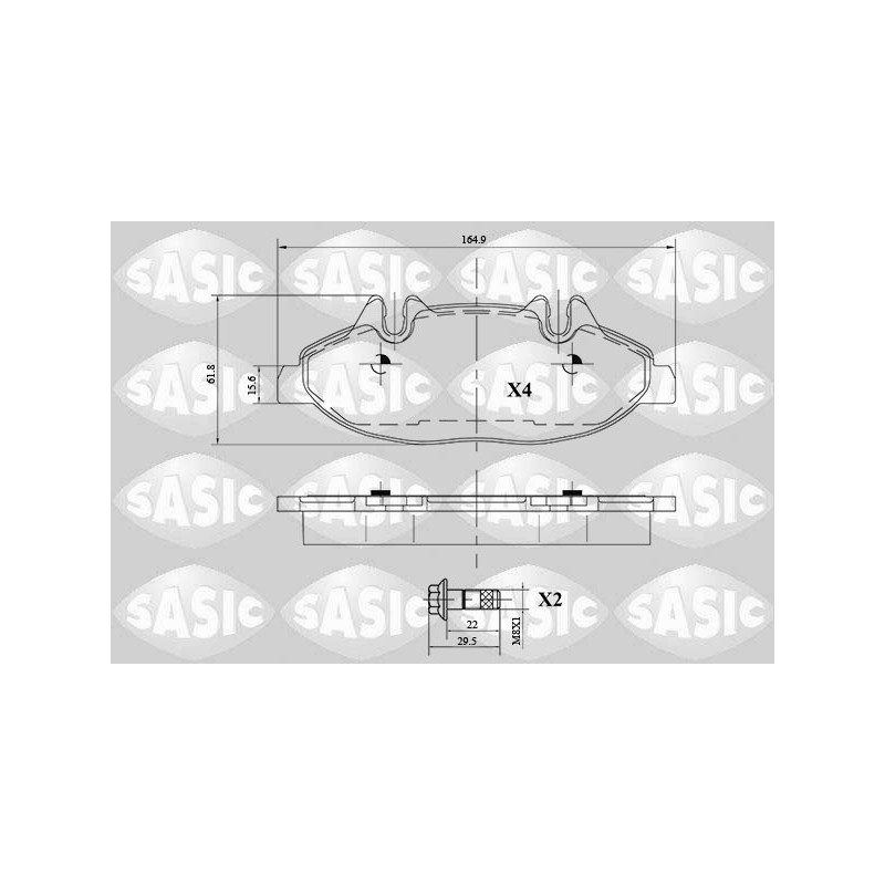 Jeu de quatre plaquettes de frein à disque SASIC