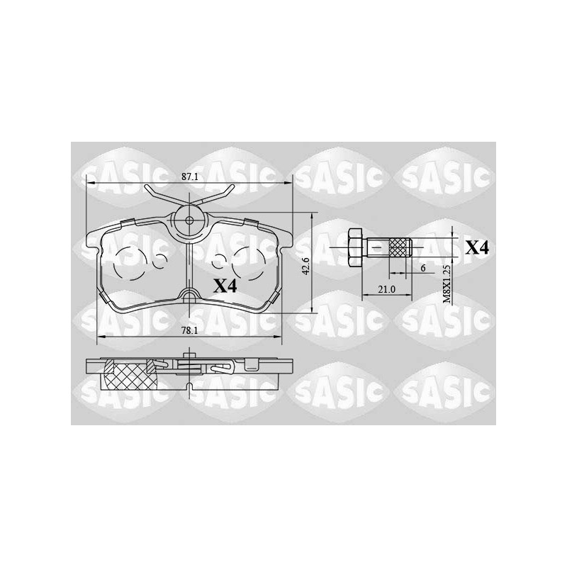Jeu de quatre plaquettes de frein à disque SASIC