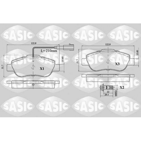 Jeu de quatre plaquettes de frein à disque SASIC