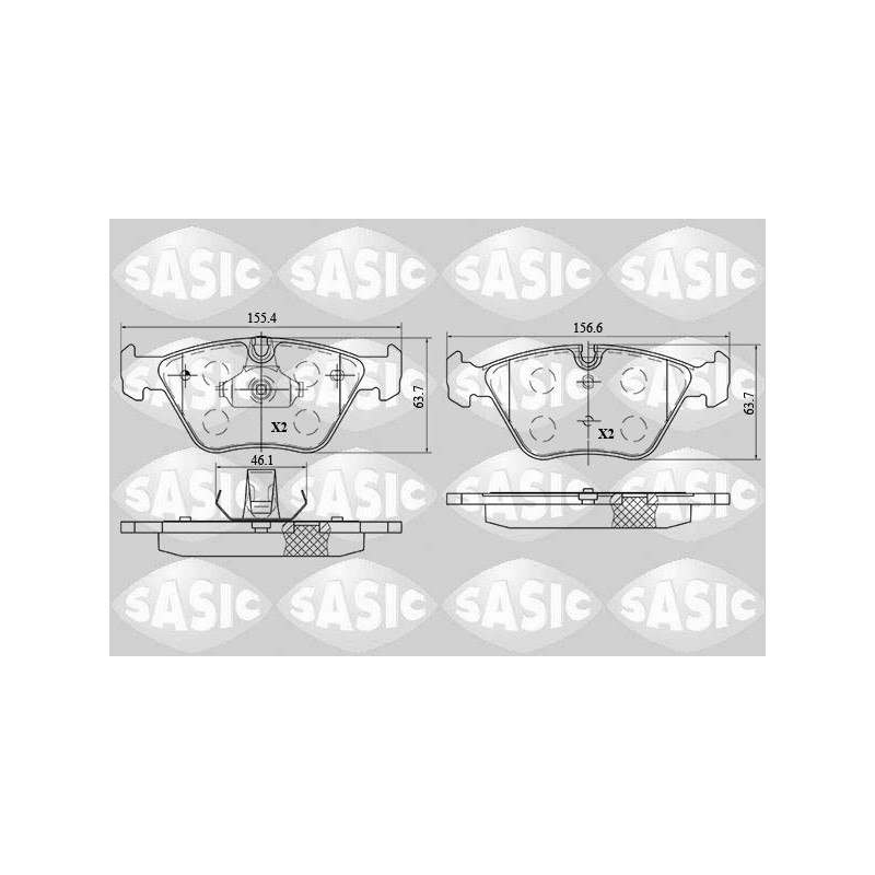 Jeu de quatre plaquettes de frein à disque SASIC