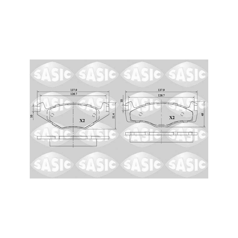 Jeu de quatre plaquettes de frein à disque SASIC