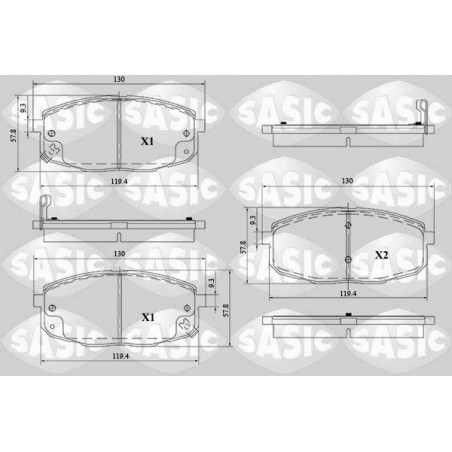 Jeu de quatre plaquettes de frein à disque SASIC