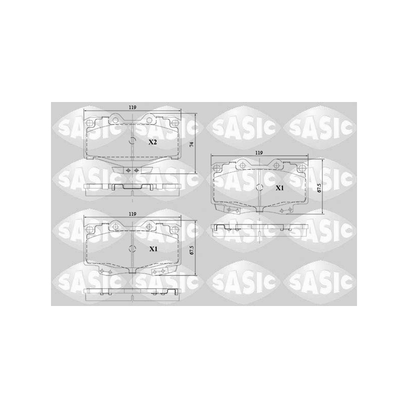 Jeu de quatre plaquettes de frein à disque SASIC