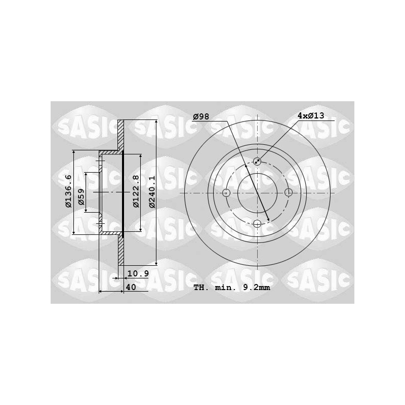 Jeu de 2 disques de frein SASIC