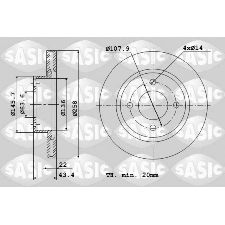 Jeu de 2 disques de frein SASIC