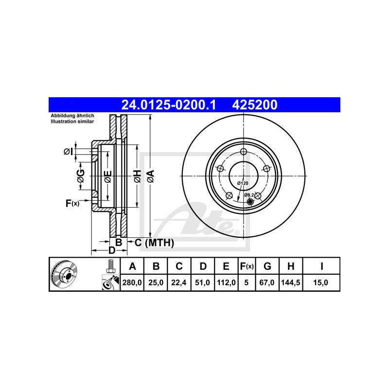 Jeu de 2 disques de frein ATE