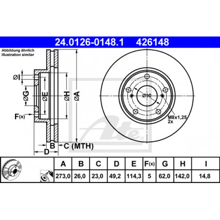 Jeu de 2 disques de frein ATE