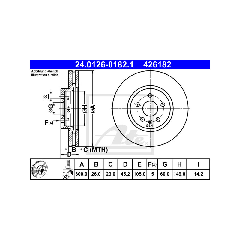 Jeu de 2 disques de frein ATE