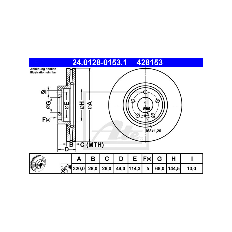 Jeu de 2 disques de frein ATE