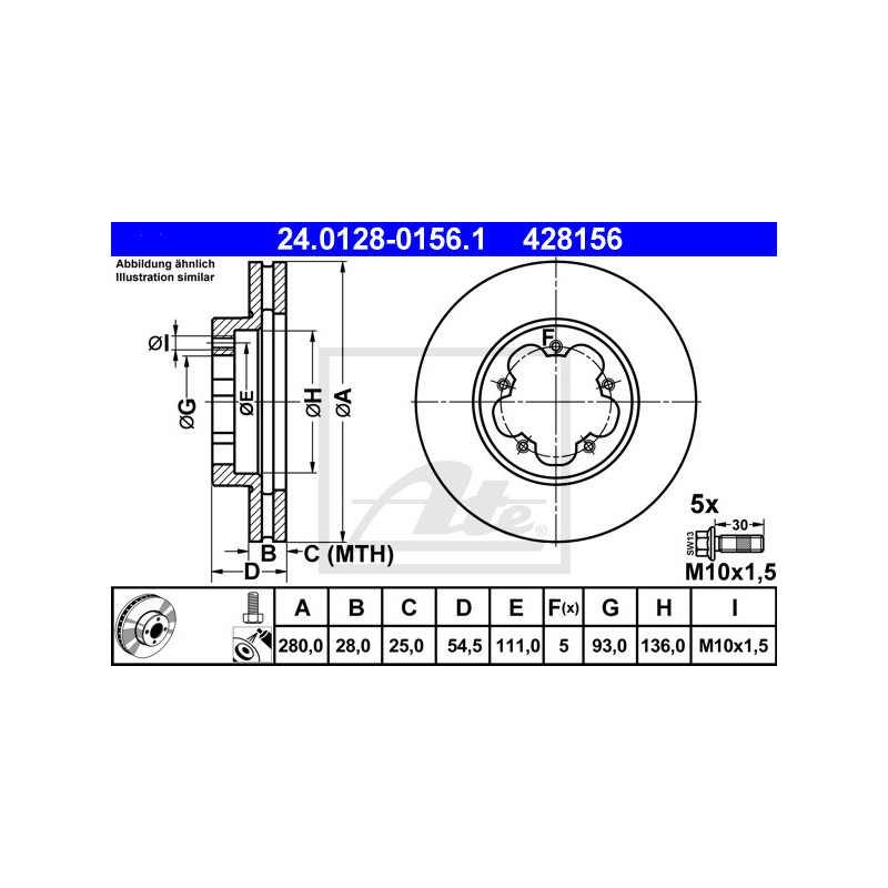 Jeu de 2 disques de frein ATE