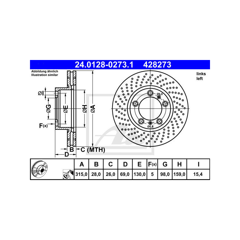 Disque de frein à l'unité ATE