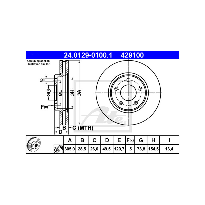Jeu de 2 disques de frein ATE