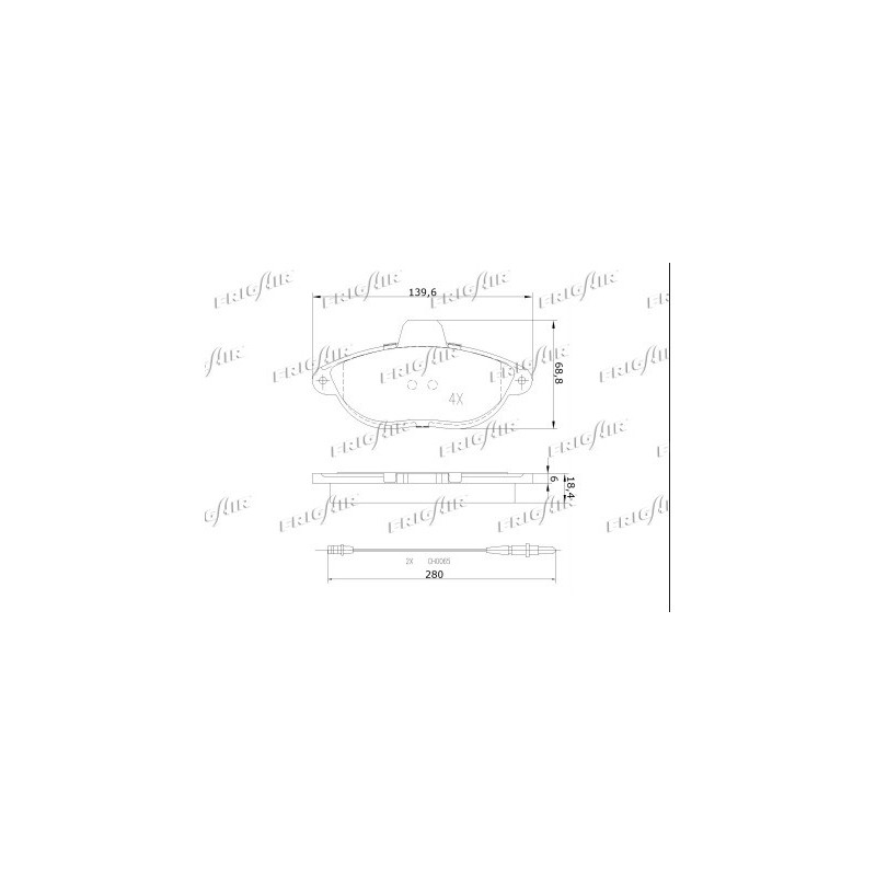 Jeu de quatre plaquettes de frein à disque FRIGAIR