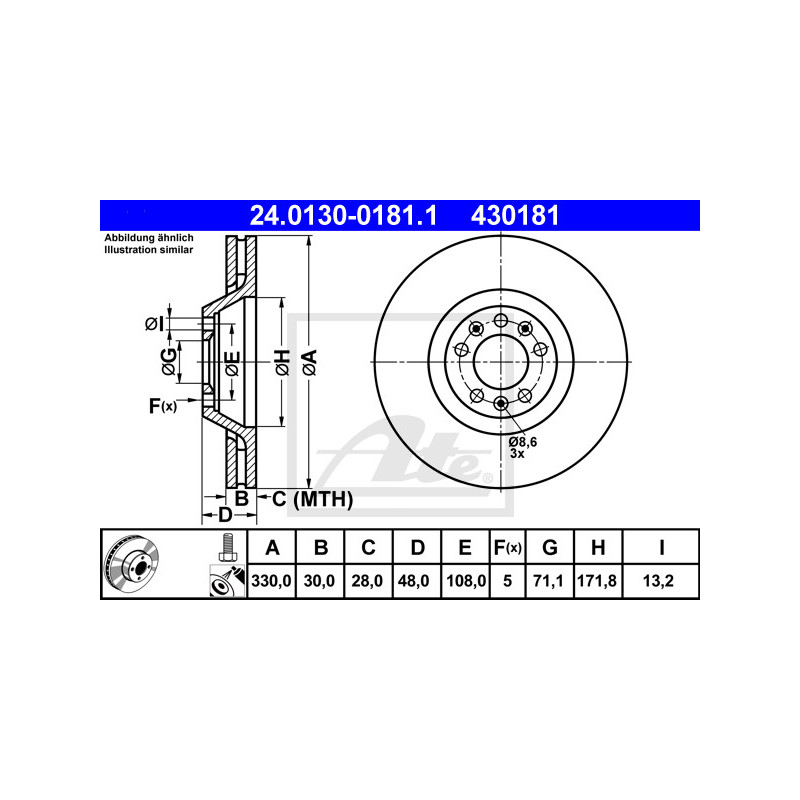 Jeu de 2 disques de frein ATE