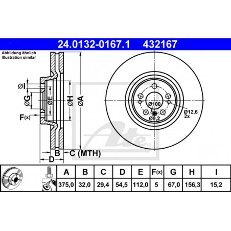 Jeu de 2 disques de frein ATE