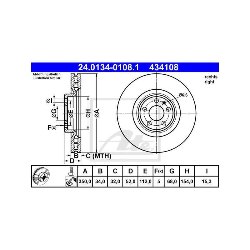 Jeu de 2 disques de frein ATE