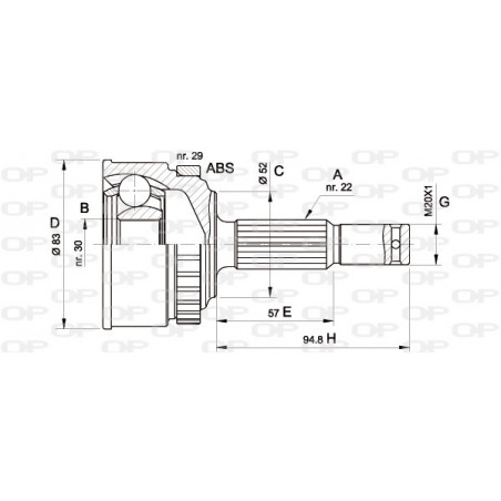 Tête de cardan OPEN PARTS