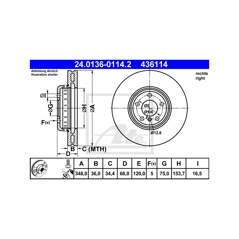 Jeu de 2 disques de frein ATE