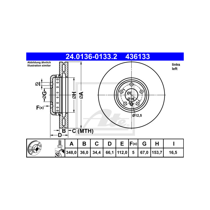 Jeu de 2 disques de frein ATE