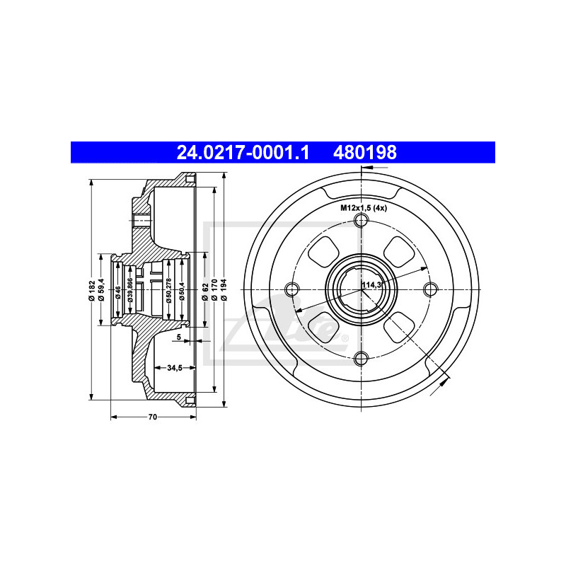 Tambour de frein ATE