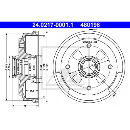 Tambour de frein ATE