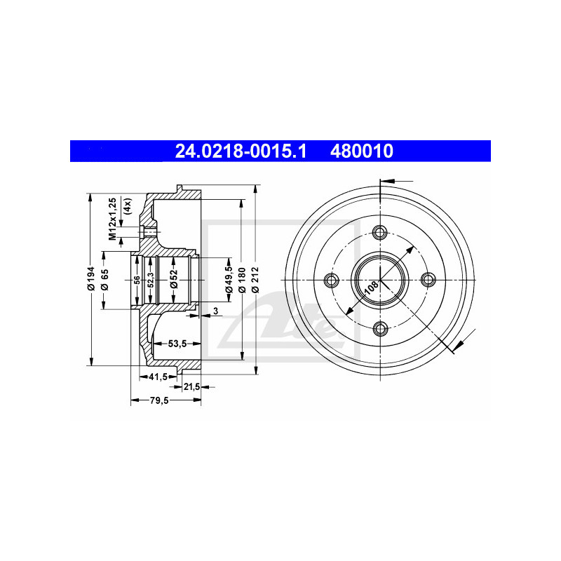 Tambour de frein ATE