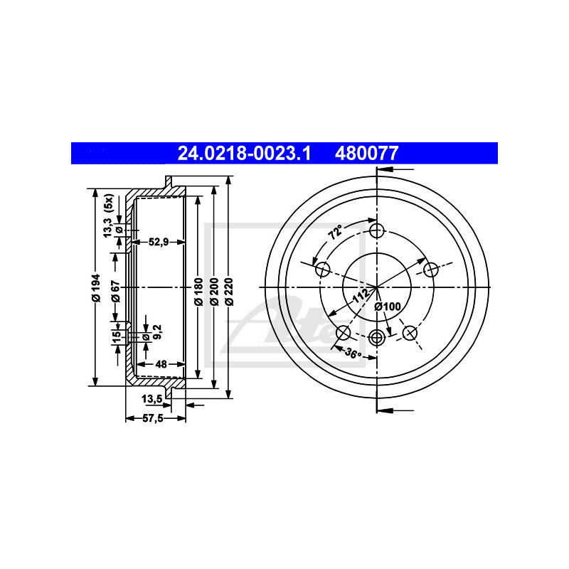Tambour de frein ATE