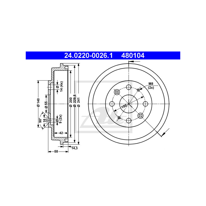 Tambour de frein ATE