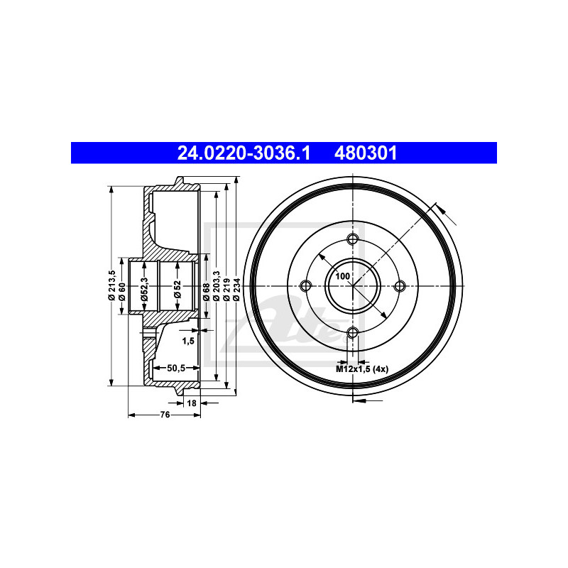 Tambour de frein ATE