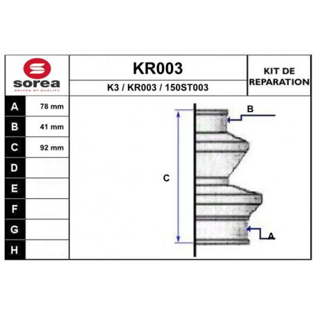 Jeu de joints-soufflets (Cardan) EAI
